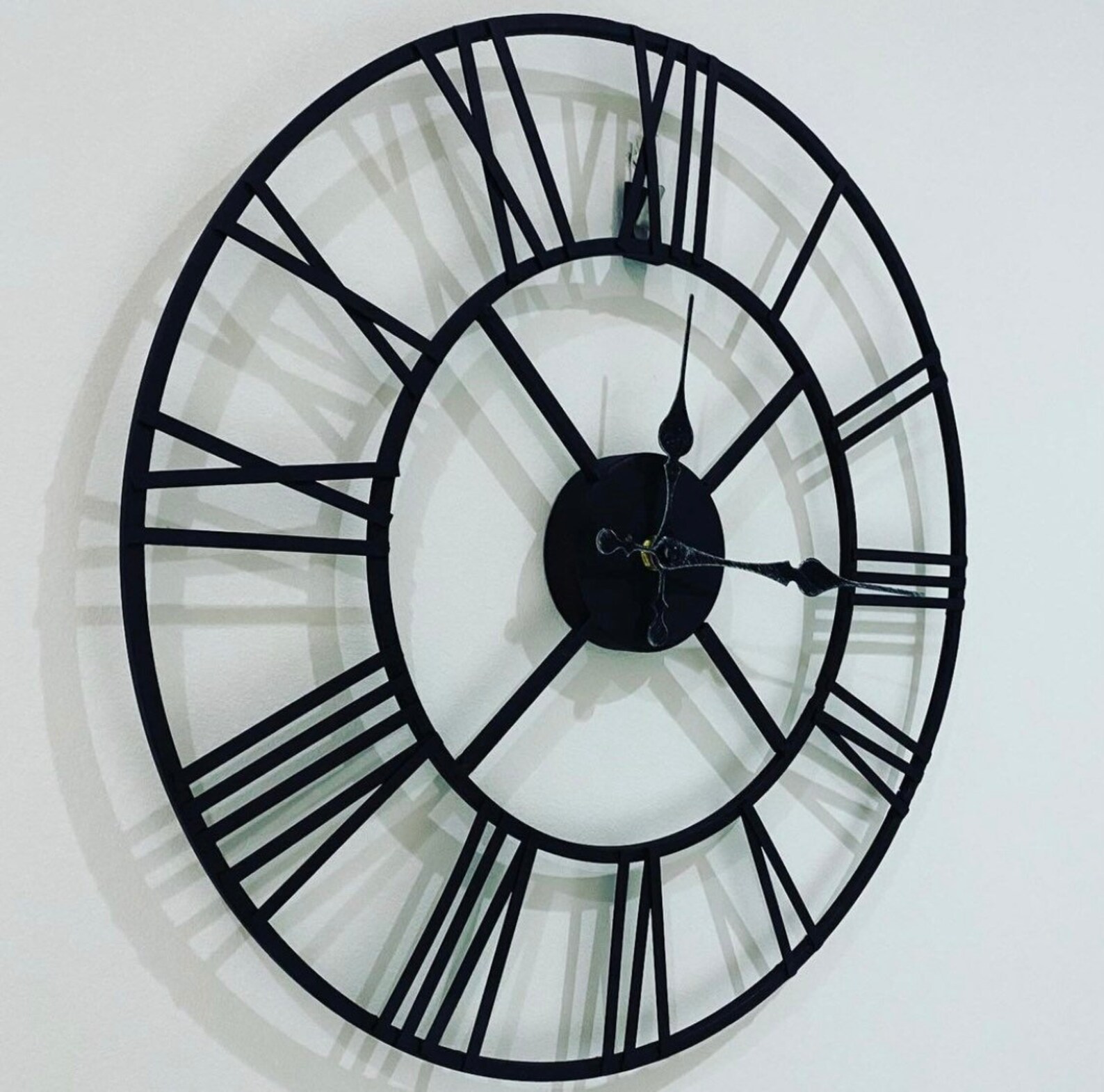 Large black metal skeleton clock 40cm Etsy