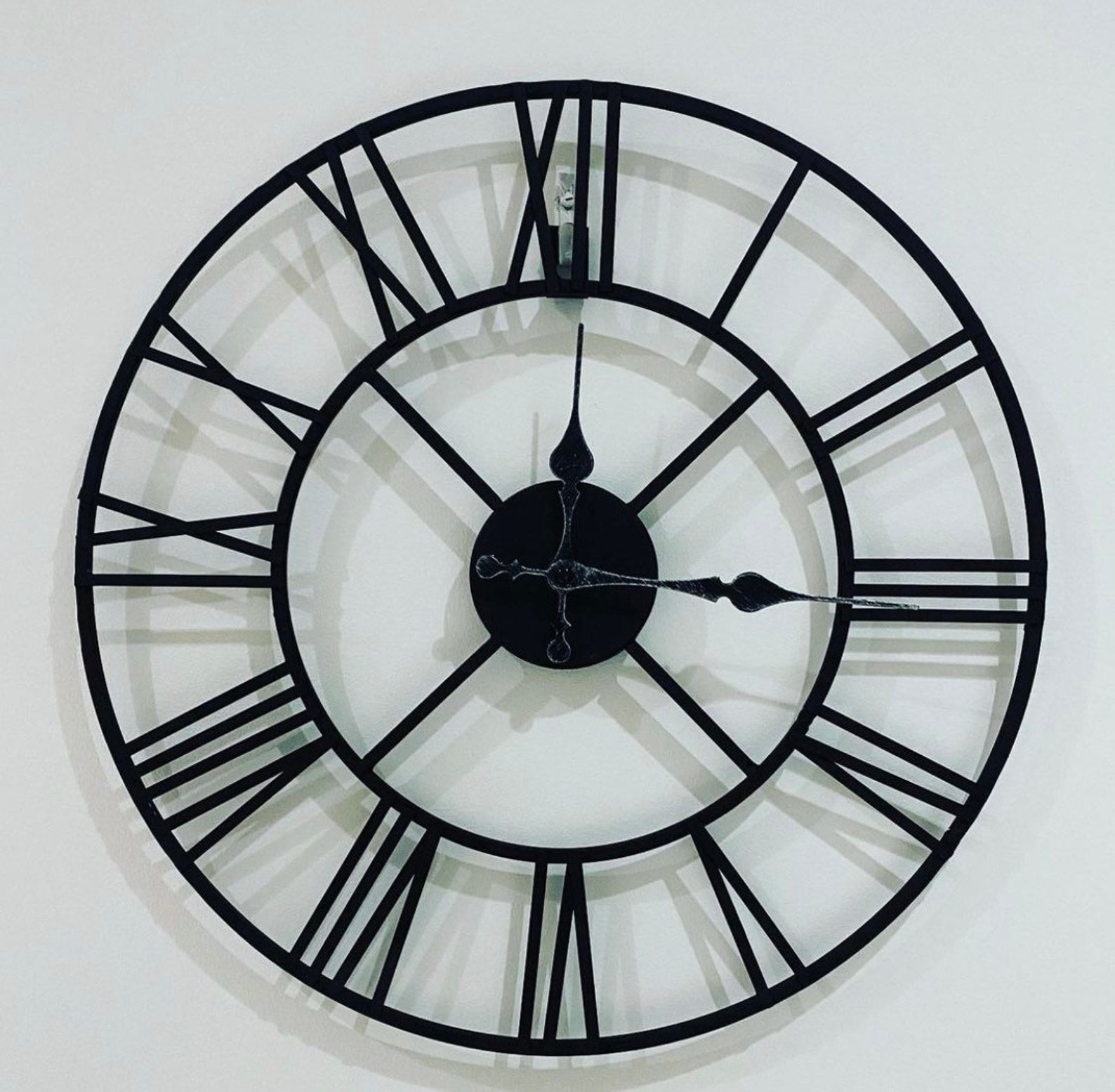 Large black metal skeleton clock 40cm Etsy