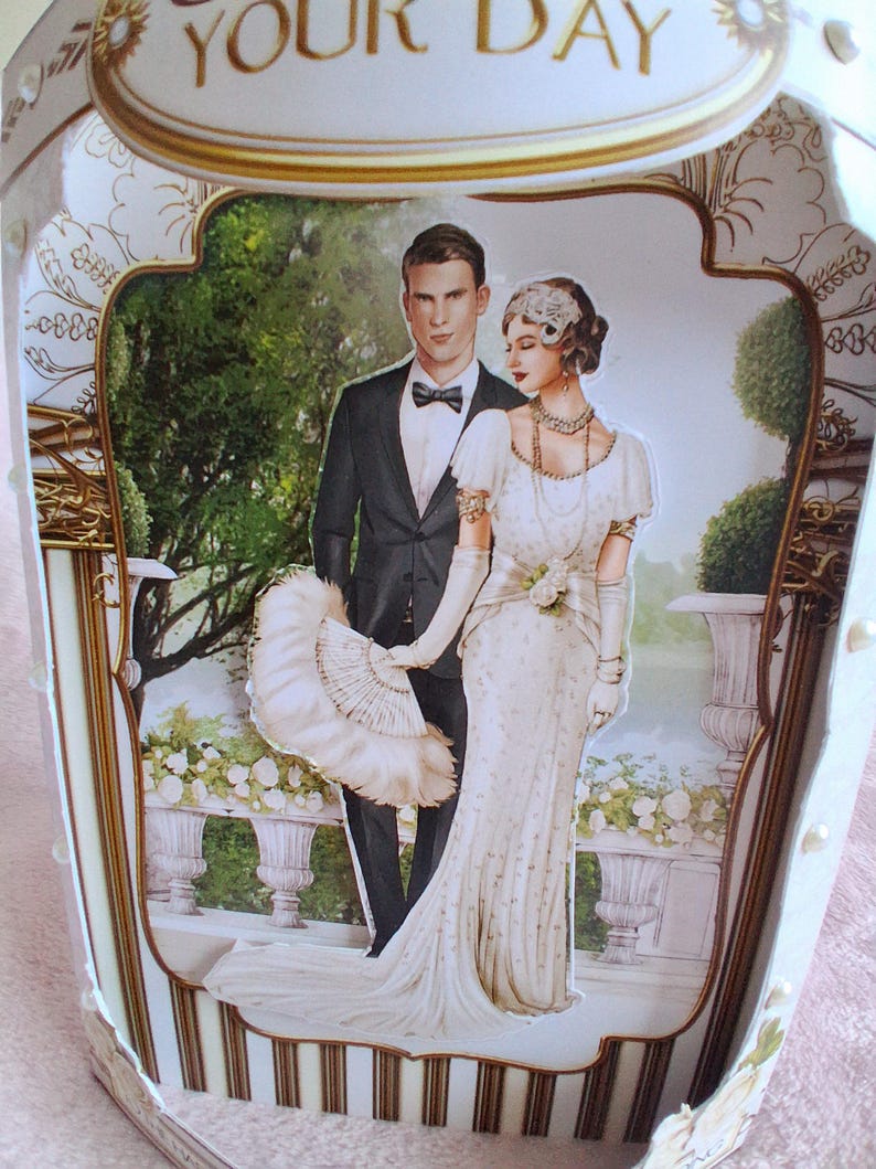Art Deco Wedding Day Dome Card in a Box - Etsy UK