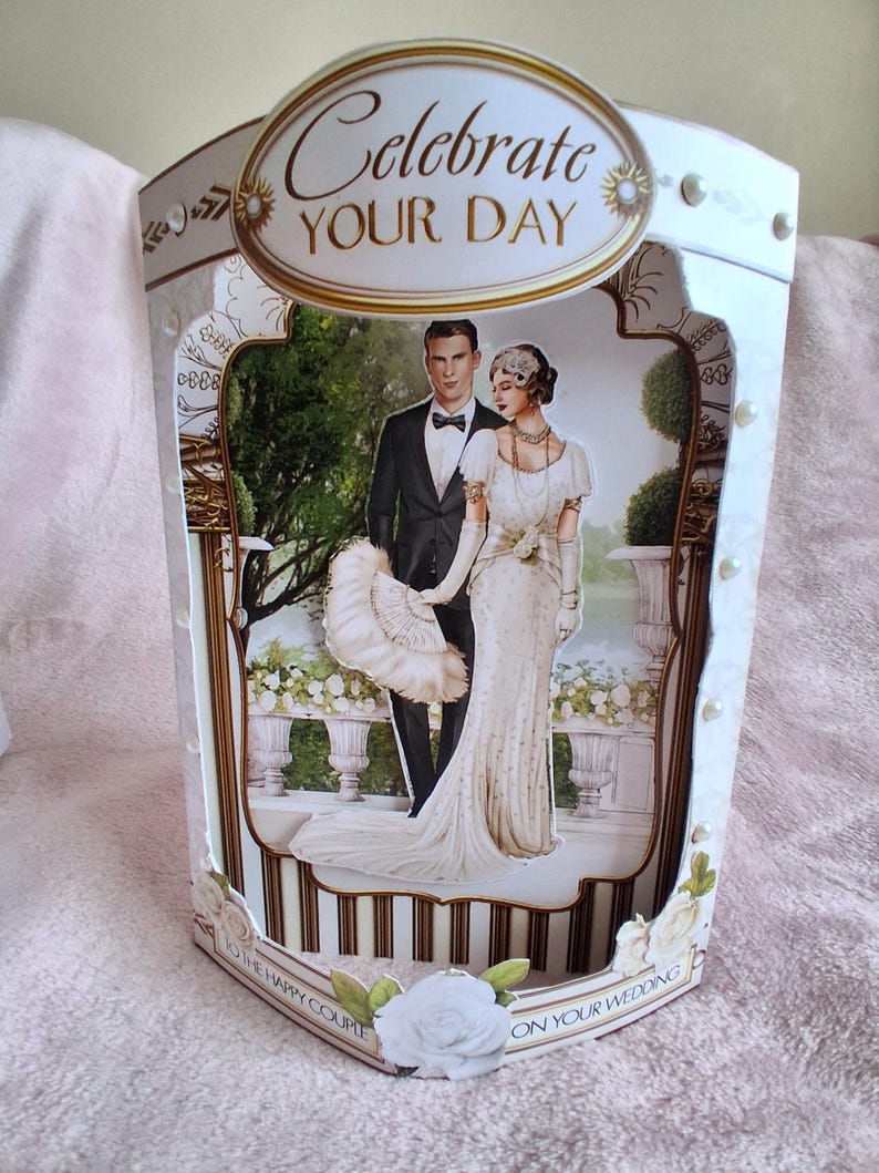 Art Deco Wedding Day Dome Card in a Box - Etsy UK