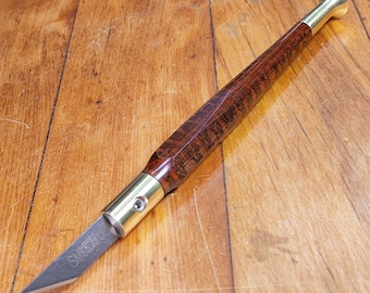 Craft Knife - Marking Knife - Snakewood RetroX w/Finial magnetic wrench - Replaceable Blade - #813