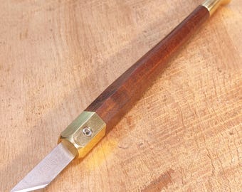 Marking Knife Craft Knife - Tapered Hexagon Australian Yarran handle with on-board magnetic wrench - #752