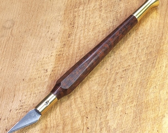 Hobby Knife - Suriname Snakewood and precision machined brass hardware - 'RX11" uses standard hobby knife blades - #719