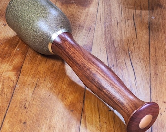 Mallet for Woodworking or Woodcarving -  brass and urethane composite head - Grenadillo handle - PersonMadeMallet #032