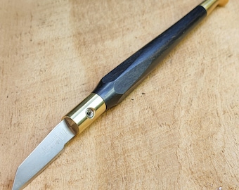 Craft Knife - Marking Knife - Gabon Ebony w/Finial magnetic wrench - Replaceable Blade - #809