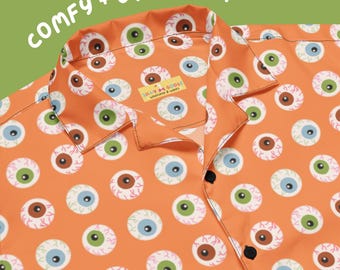 Eye For An Eye Button Up | Unisex Spooky Eyeball Shirt | Creepy Clothing, Horror Top, Halloween Outfit, Weird Unique Funny Gift