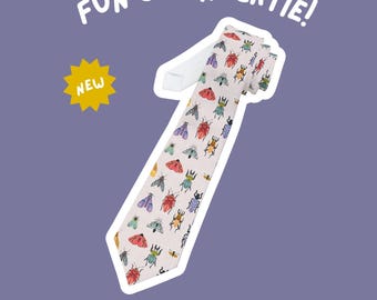 Chromatic Coleoptera Necktie | Men's Unisex Tie | Business Casual | Formal Wedding | Bug, Insect, Unique, Novelty, Funny, For Him, Gift Idea