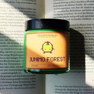 Junimo Forest Stardew Valley geurkaars in een glazen pot, sojawas, groene appel, cadeau voor gamers, beste vriend(in), SDV decoratie, herfstkaars, verjaardagscadeau