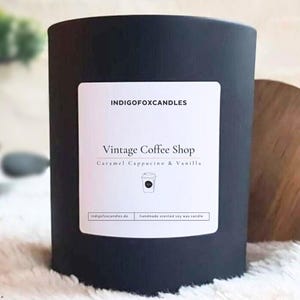 Vintage Coffee Shop Scented Candle in a Glass Soy Wax Handmade Wooden Wick Coffee Scent Espresso Vanilla Bean Gift Birthday Housewarming Girlfriend
