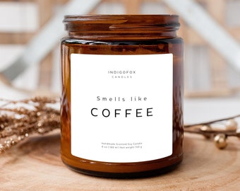 Kaffee Duftkerze im Glas "Smells Like Coffee" | Sojawachs Kerze Geschenkidee Handmade Vegan | Caramel Vanilla Cappuccino Coffee Candle