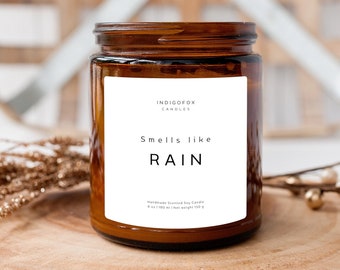 Vela perfumada de lluvia en vaso "Huele a lluvia" Petrichor | Idea de regalo de vela de cera de soja vegana hecha a mano | Vela perfumada natural Meditación Zen Yoga