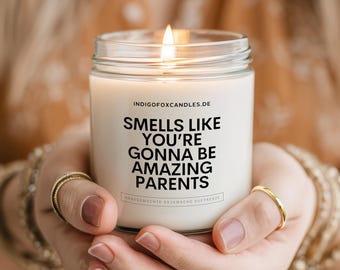Vela perfumada de regalo para futuros padres en vidrio de cera de soja con aroma a padres increíbles, madre, embarazo, futura mamá, bebé, parto, partera, mamá