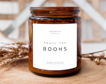 Bücher Duftkerze im Glas "Smells Like Books" | Sojawachs Kerze Geschenkidee Handmade Vegan | Bookish Candle Bibliophile Büchernerd Buchkerze