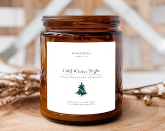 Cold Winter Night scented candle in a glass with lid | Handmade soy wax candle gift idea | Winter forest coniferous forest Christmas tree gift friends