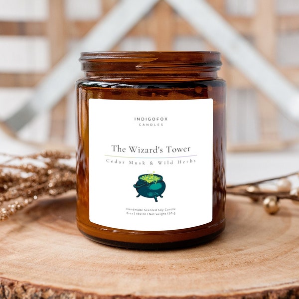 Stardew Valley Wizard's Tower Duftkerze im Glas mit Deckel | Handmade Vegan Sojawachs Kerzengeschenk | Cozy Herbst Gamer Candle