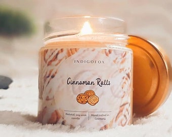 Cinnamon Rolls scented candle in a glass with lid | Soy wax candle gift girlfriend birthday handmade | Cinnamon Roll Bakery Dessert Candle