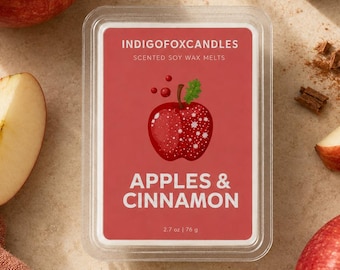 Apples & Cinnamon Wax Melts Soy Wax Scented Wax Vegan Snap Bar Tealight Fragrance Lamp Room Fragrance Wax Cubes Christmas Gift Hot Apple Pie