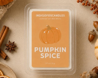 Pumpkin Spice Wax Melts Soy Wax Scented Wax Vegan Snap Bar Tealight Fragrance Lamp Wax Cubes Cozy Autumn Halloween Pumpkin Pie Caramel Cinnamon