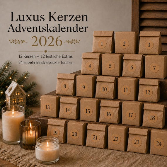 Adventskalender mit Duftkerzen im Glas Stumpenkerzen Duftwachs Kerzenzubehör Werkzeug Goodies Weihnachtsgeschenk Self-Care Entspannung Vegan