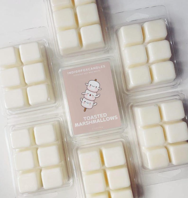 Marshmallow Vanilla Wax Melts Soy Wax Scented Wax Vegan Snap Bar Tealight Fragrance Lamp Room Fragrance Wax Cubes Aromatherapy Wax Cubes Gift image 1