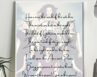 8.5x11 Hear now the words of the witches - Charmed - Design PNG file ONLY