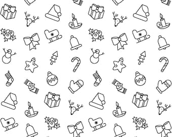 Christmas Outline Sketch - Christmas Pattern 12x12in - Design PNG file ONLY