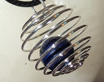 TVD inspired Lapis Lazuli - Crystal - Stone - Spiral Cage - Necklace