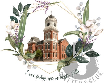 Clocktower - Green & Purple - I was feeling epic - Mystic Falls 12x12in - Design PNG file ONLY