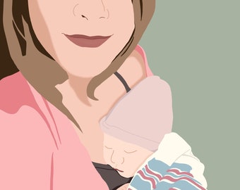 Custom Minimalist Family Portrait, Personalized Digital Illustration (PDF & PNG)