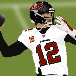 Printable Tom Brady Poster, Tom Brady Art, Art on Demand, Brady Poster, Digital Tom Brady portrait, Tom Brady Buccaneers