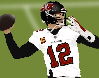 Cartel imprimible de Tom Brady, Tom Brady Art, Art on Demand, Cartel brady, retrato digital de Tom Brady, Tom Brady Buccaneers