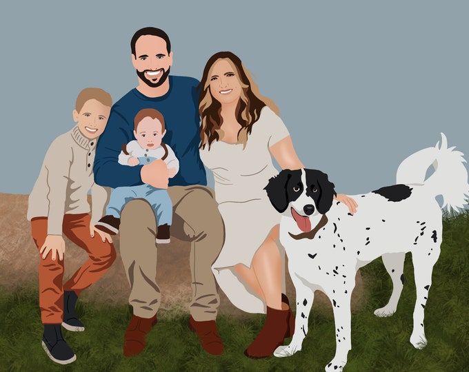 Family Portrait, Custom portrait, Couple Portrait, Couple Illustration, Custom Couple Portrait, Personalized Portrait, Couple Gift Idea