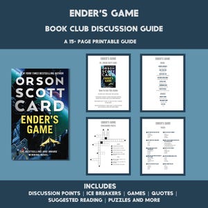 Ender&#39;s Game Book Club Kit Printable, Sci-Fi Discussion Guide, Trivia, Activities, Questions for Book Club & Classroom Use