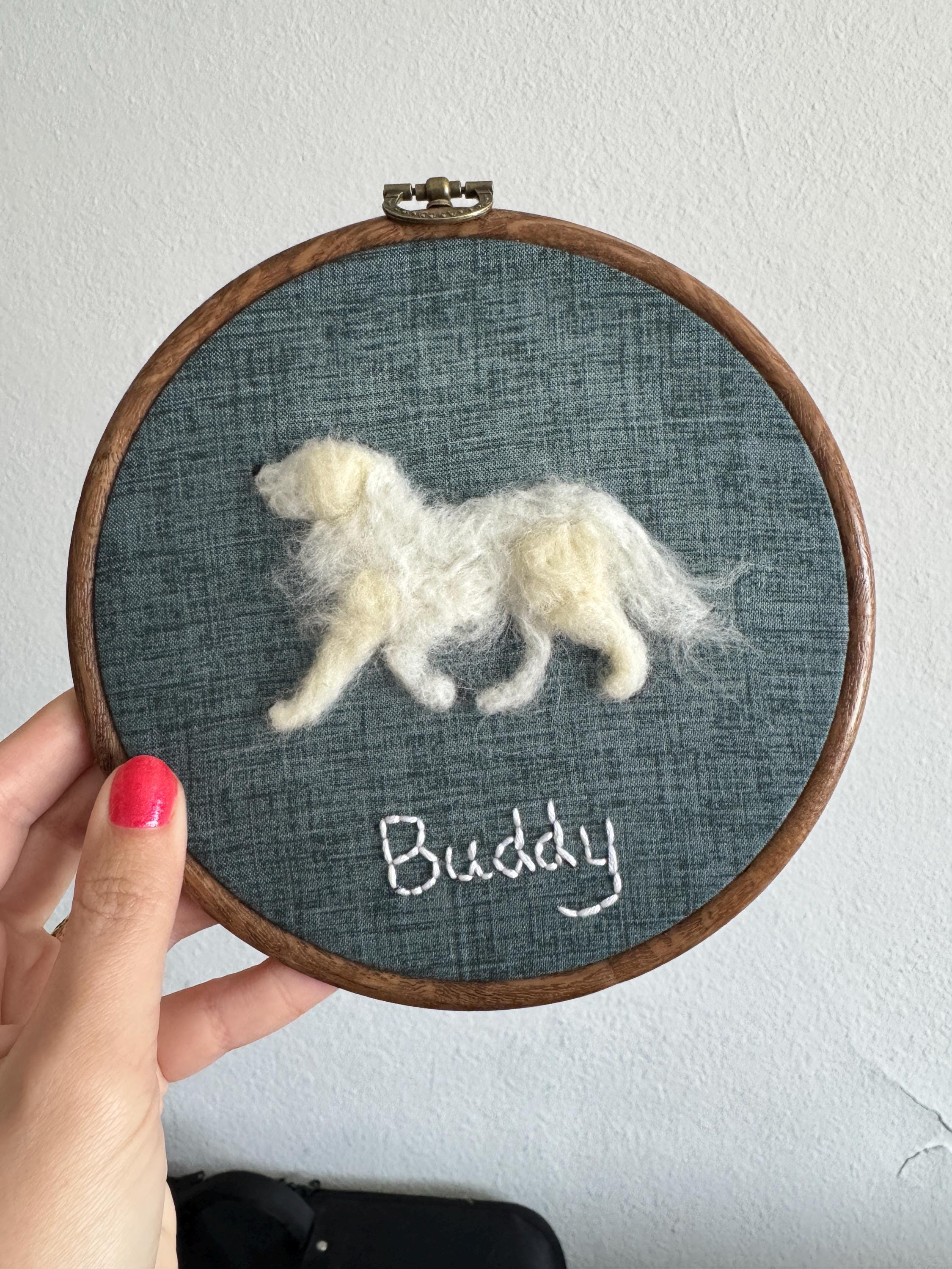 Custom Felted Dog Portrait, Personalized Needle Felt Pet Art, Pet Memorial Gift, Embroidery Hoop Pet Keepsake, Holiday Dog Lover Gift