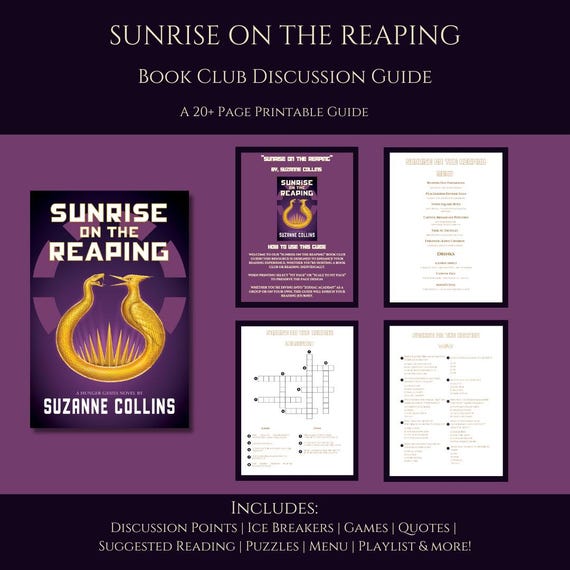 Sunrise on the Reaping Book Club Kit Printable, Discussion Questions, Trivia, Themed menu, Games for Booktok Readers, Dystopian Romance