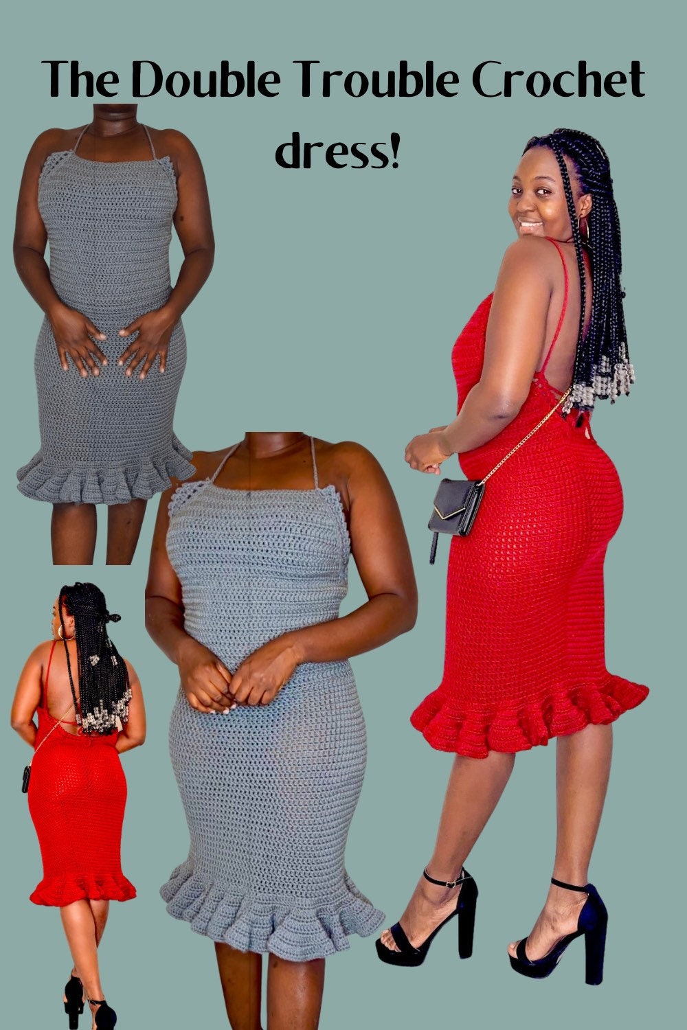 Double TROUBLE CROCHET DRESS Women handmade Knit Dress Women Crochet