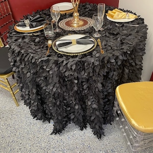 Leaf Petals Taffeta Round tablecloth ideal for Christmas,Baby Shower,Wedding,Home Decorations,parties Multiple colors & size, Gatsby fabric