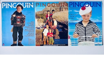 Lote de 3 revistas de tejido Pingouin, patrones clásicos infantiles vintage. Están como nuevas, con el desgaste normal por el almacenamiento.