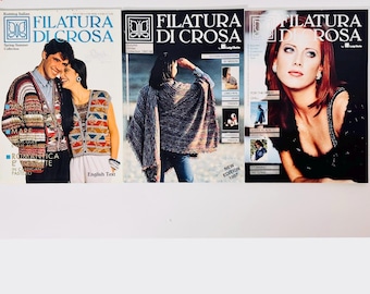 Revistas de tejido Filatura Di Crosa, patrones clásicos vintage. Juego de 3. Las revistas están como nuevas, con el desgaste normal por el almacenamiento.