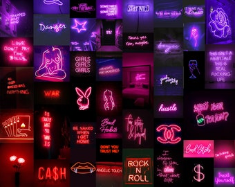 images Neon Red Aesthetic Collage Wallpaper Laptop etsy