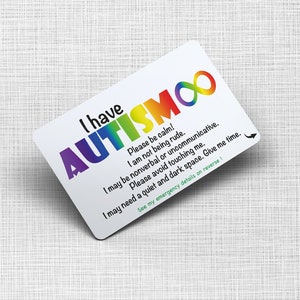 Tarjeta médica de concienciación sobre el autismo - Personalizada - Discapacidad - Discapacidad invisible