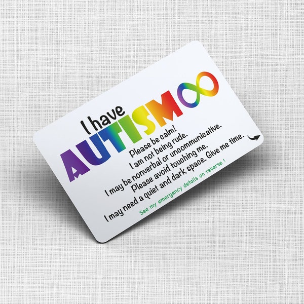 Autism Awareness Medical Card - Personalised - Disability - Invisible Disability