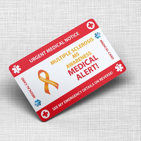 Multiple Sklerose (MS) Notfall Brieftasche Karte - medizinische Karte - PVC-Karte Kreditkarte Größe und das gleiche Material