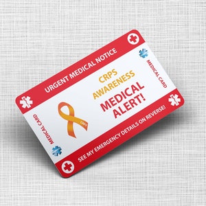 CRPS 複合性局所疼痛症候群緊急ウォレットカード - CRPS 医療カード - PVC カード クレジットカードサイズと同じ素材