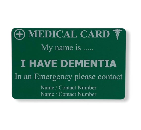Dementia Emergency Wallet Card I.C.E Card ID Medical Card Etsy