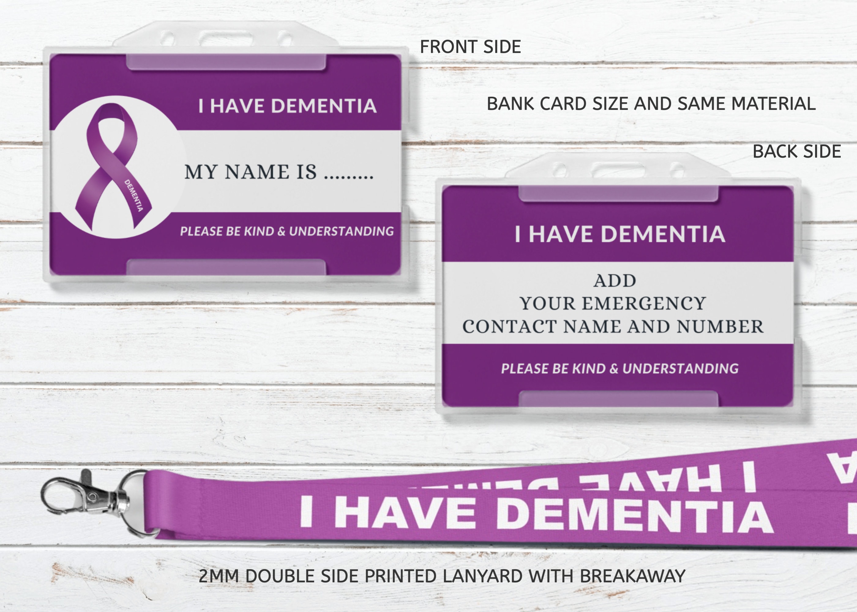 Dementia Awareness ID Card With Breakaway Lanyard Disability Etsy UK