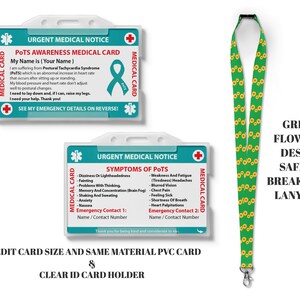 Pots Awareness Wallet Insert Medical Card - Invisible Disability ...