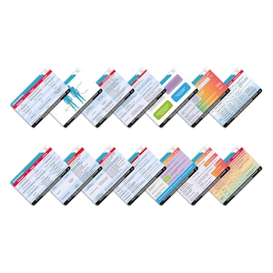 Insignia de enfermería PHARMACY Tarjetas de referencia médica, 7 piezas (tabla de insulina, calendario de vacunación de adultos, etc.) Grandes regalos de enfermeras para el trabajo o la escuela