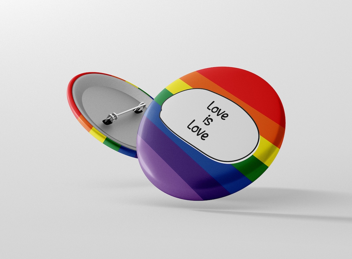 44mm Love is Love Metal Pin Button Badge Etsy
