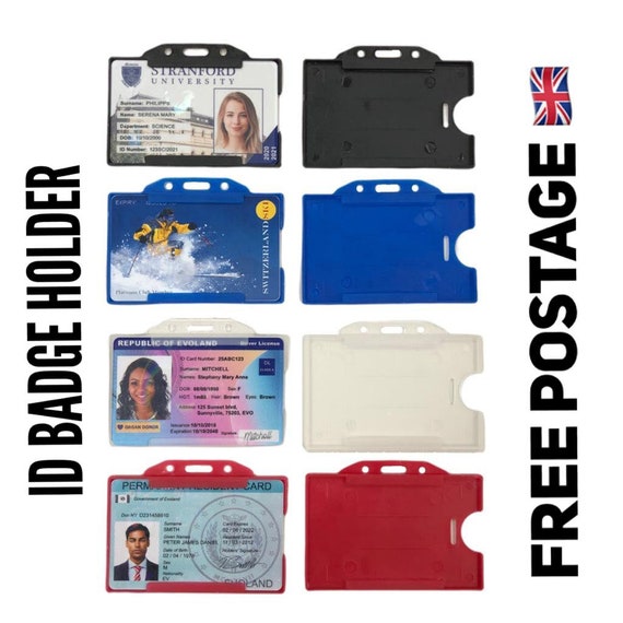 Plastic Rigid ID Card Holder ID Badge Holder White Free POSTAGE 